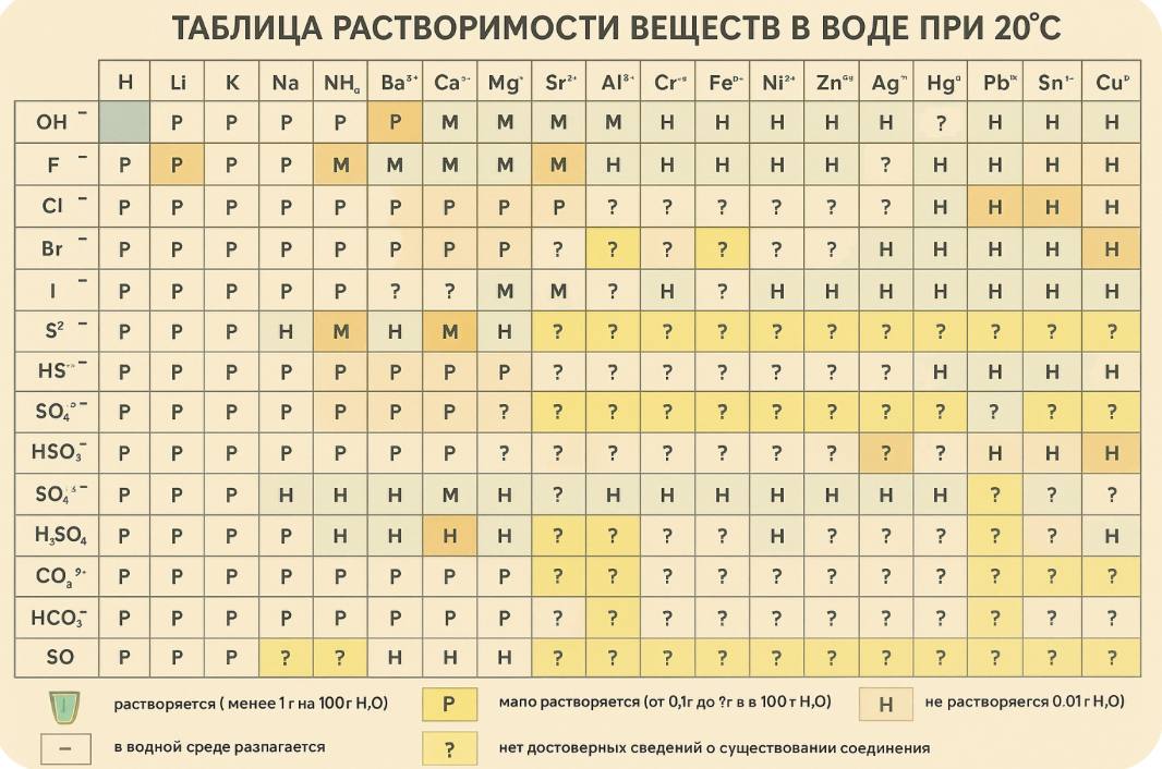 Неорганические вещества: классификация, таблица